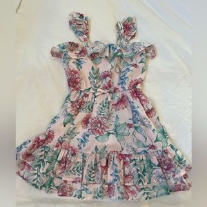 Never worn Pink floral Janie and Jack dress, size 6.